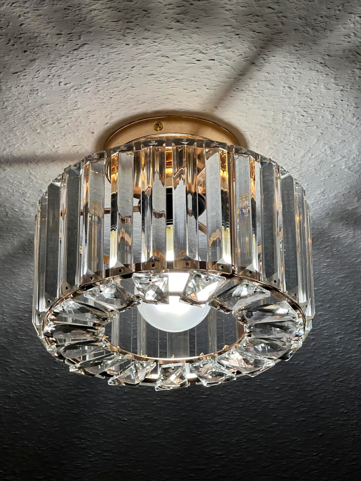 Ceiling lamp - Lighting - Aisle - Lamp - Crystal Look - Ceiling light - 22 cm - Round - Gold - E27