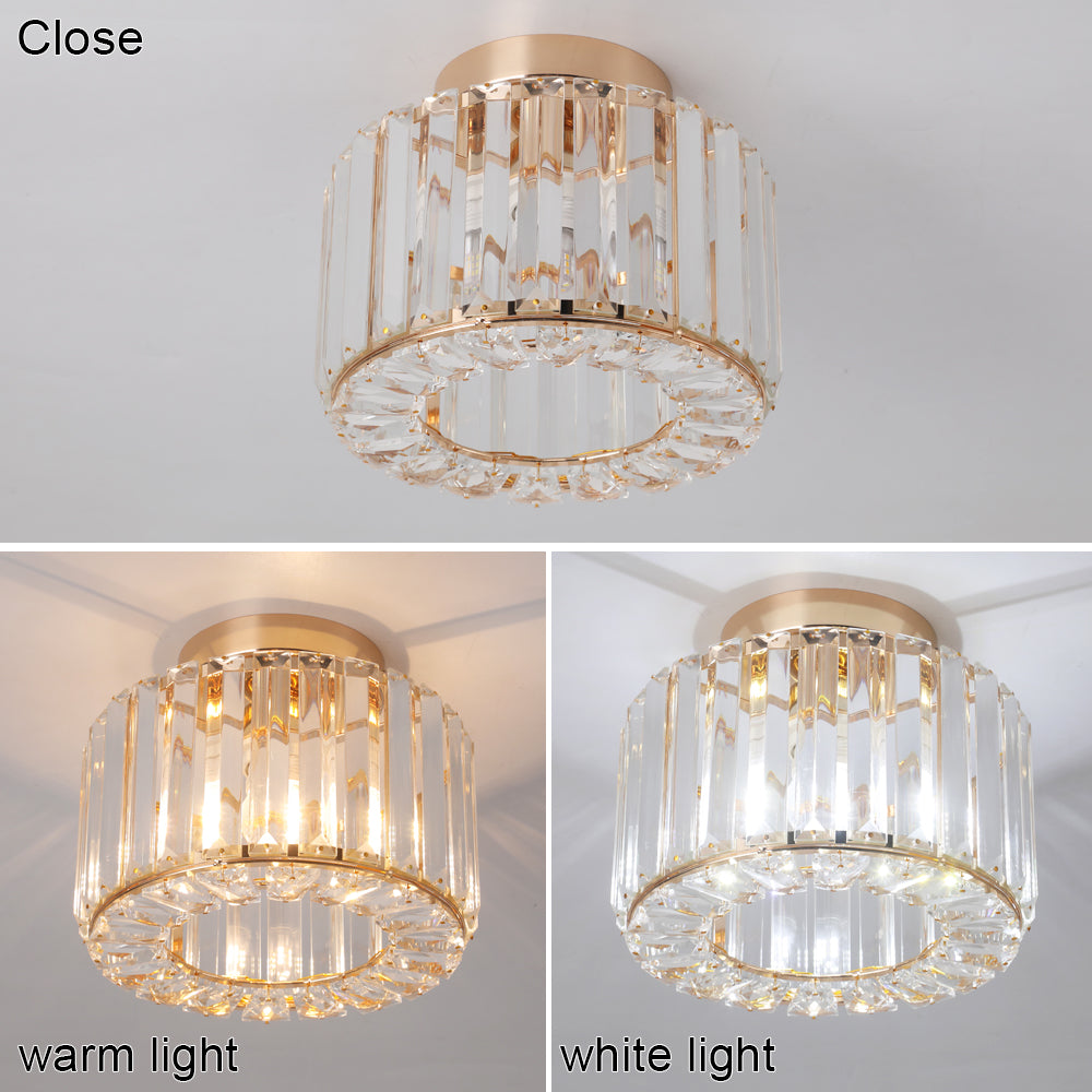 Ceiling lamp - Lighting - Aisle - Lamp - Crystal Look - Ceiling light - 22 cm - Round - Gold - E27