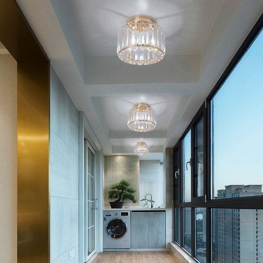 Ceiling lamp - Lighting - Aisle - Lamp - Crystal Look - Ceiling light - 22 cm - Round - Gold - E27