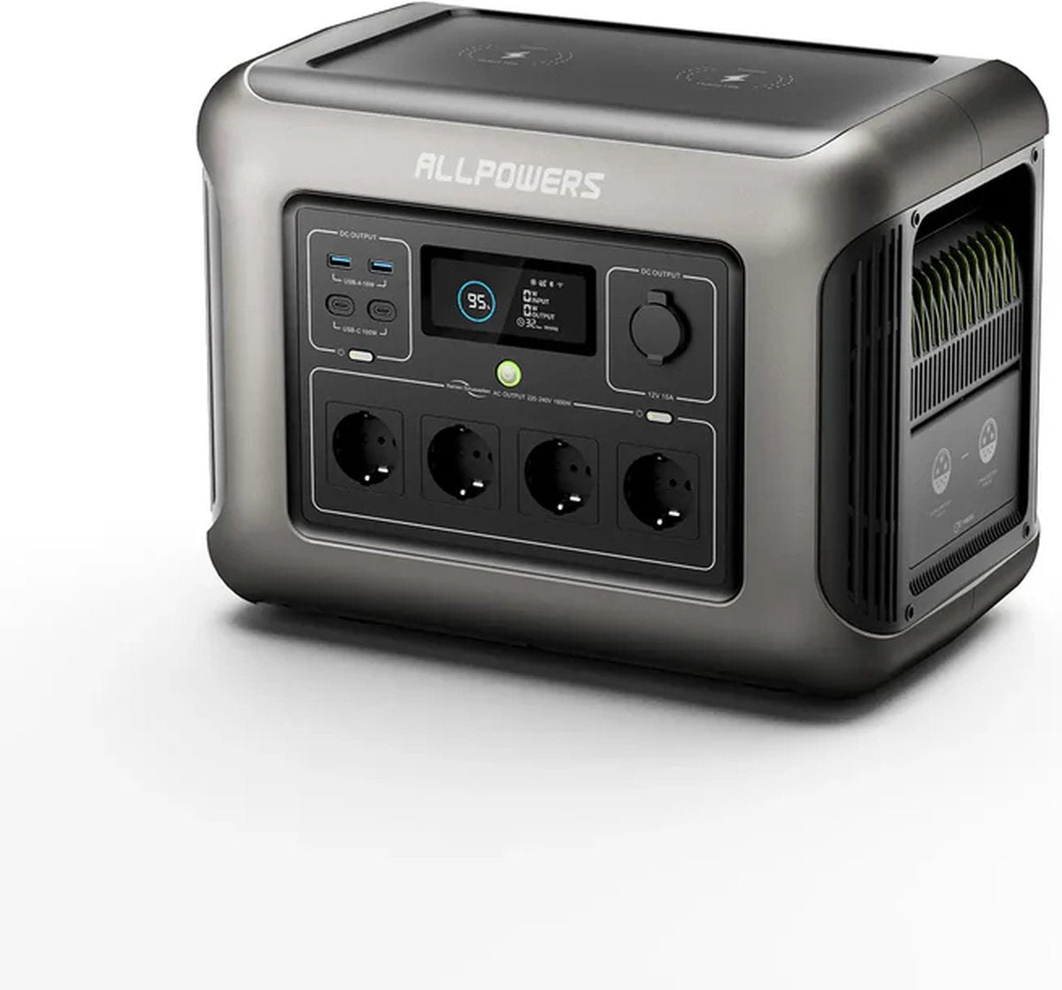 Powerstation R1500WE - Draagbare Powerstation – 1152Wh / 1 Kwh - LiFePO4 Batterij - 1800W - Piek 3000W - 11 Outputs AC/DC & USB - Snellaadfunctie - 4x AC Uitgang – Ideaal voor Huis en Camping - 2x Draadloos Laden - Krachtcentrale - Inclusief APP