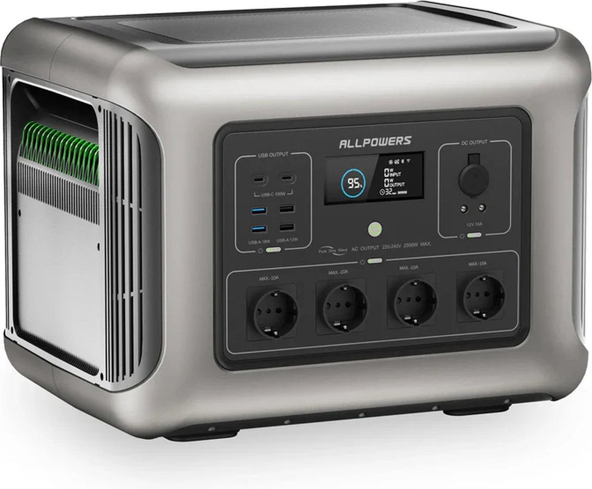 Powerstation R2500WE - Draagbare Powerstation - Krachtcentrale - 2016Wh / 2Kwh - Uitbreidbaar Tot 20kWh – Output 2500W - Piek 4000w - 13 Outputs AC/DC & USB - LiFePO4 Batterij - Camping - Thuis - Noodaggregraat - Noodstroom - Inclusief APP