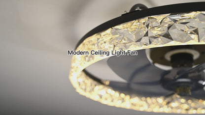 Fan Lamp - Ceiling Fan Black - Smart Lamp - With Dimmer - 6 Speed ​​Fan - Kitchen Lamp - Living Room Lamp - Modern Lamp