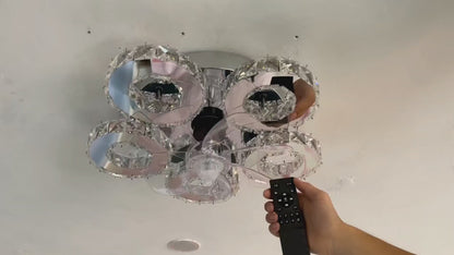 5 Ringen Crystal Plafondlamp - Plafondventilator - Smart Lamp - Met Dimmer - 6 Standen Ventilator