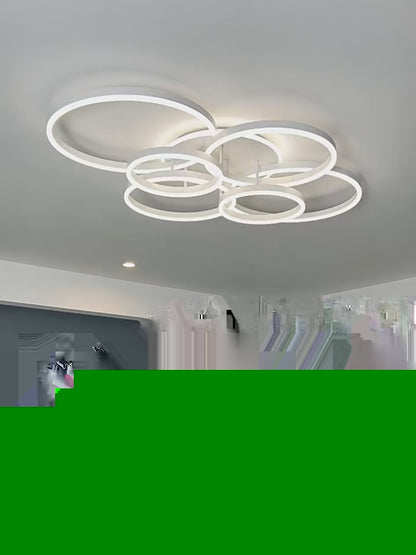 6 Ringen Plafondlamp - Kroonluchter - Wit - Dimbaar Met Afstandsbediening - Woonkamerlamp - 100 cm - LED Moderne Plafondlamp - 130W