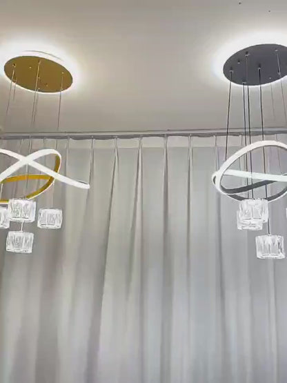 LuxiLamps - Curly Pendant Lamp - 4 Balls Pendant Lamp - Living Room Lamp - Gold - 3 Modes Light Color - Modern Lamp - 42 cm - Chandelier