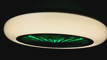 LED RGB Ventilator Lamp - Smart Lamp - Plafondventilator - RGB - 12 Kleuren - Dimbaar - 45 cm - 6 Standen - Plafondventilator - Woonkamerlamp - Moderne Lamp