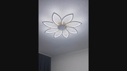 LuxiLamps - 8 Sterren Plafondlamp Met Ventilator - Goud - Met Afstandsbediening - Smart lamp - Dimbaar Met App - 6 Standen Ventilator - Woonkamerlamp - Moderne lamp - Plafoniere