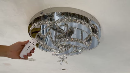 Bloem Plafondlamp - Dimbaar Met Afstandsbediening - Plafoniere - Chroom - Moderne LED Lamp - Kroonluchter - Keuken Lamp - Woonkamerlamp - Plafonniere