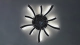 
LuxiLamps - 5 Wing Fan Lamp - Dimmable With Remote Control - Black - Ceiling Fan With LED - Living Room Lamp - Modern Lamp - Ceiling Lamp