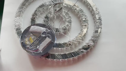 Kristallen Kroonluchter - Crystal Led Hanglamp - 3 Ring Hanglamp - Woonkamerlamp - Met Afstandsbediening - Moderne lamp - Hanglamp