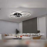 
Modern LED Ceiling Light With 6 Light Rings - Black - Dimmable With Remote Control - For Living And Dining Room - Ceiling Fixture