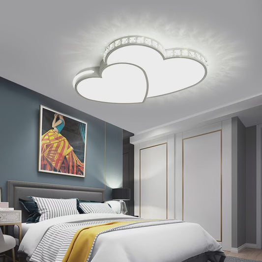 LuxiLamps - Crystal Hearts Ceiling Lamp - White - Cold White - Living Room Lamp - Modern Lamp - Ceiling Light