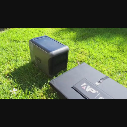 Zonnepaneel met omvormer - Inclusief accu - Camper - Vakantie - Boot - 140Watt paneel - 600W AC - Zonnepaneel inklapbaar