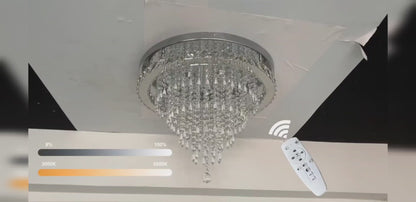 LuxiLamps - Kristallen Plafondlamp - Crystal Led Lamp - 50 cm - Met Afstandsbediening Dimbaar - Woonkamerlamp - Moderne lamp - LED Plafondlamp - Plafonniere