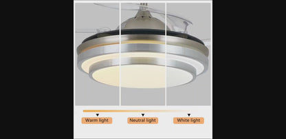 Ventilator Lamp - Plafondventilator - Hanglamp Ventilator - 97 cm - Chroom - Dimbaar - 3 Standen - Afstandsbediening - Woonkamerlamp - Moderne lamp
