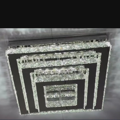 Kristallen Kroonluchter - Crystal LED Plafondlamp - Woonkamerlamp - 37 cm - Met Afstandsbediening - Moderne lamp - 3 Lagen