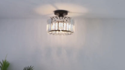 Plafondlamp - Verlichting - Gangpad - Lamp - Kristal Look - Plafonnière - 22 cm - Rond - Zwart - E27