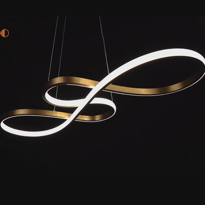 LuxiLamps - Pendant Lamp - Chandelier - Gold - Living Room Lamp - Dimmable With Remote Control - Modern Lamp - Dining Room Lamp - LED Ceiling Lamp - Ceiling Light
