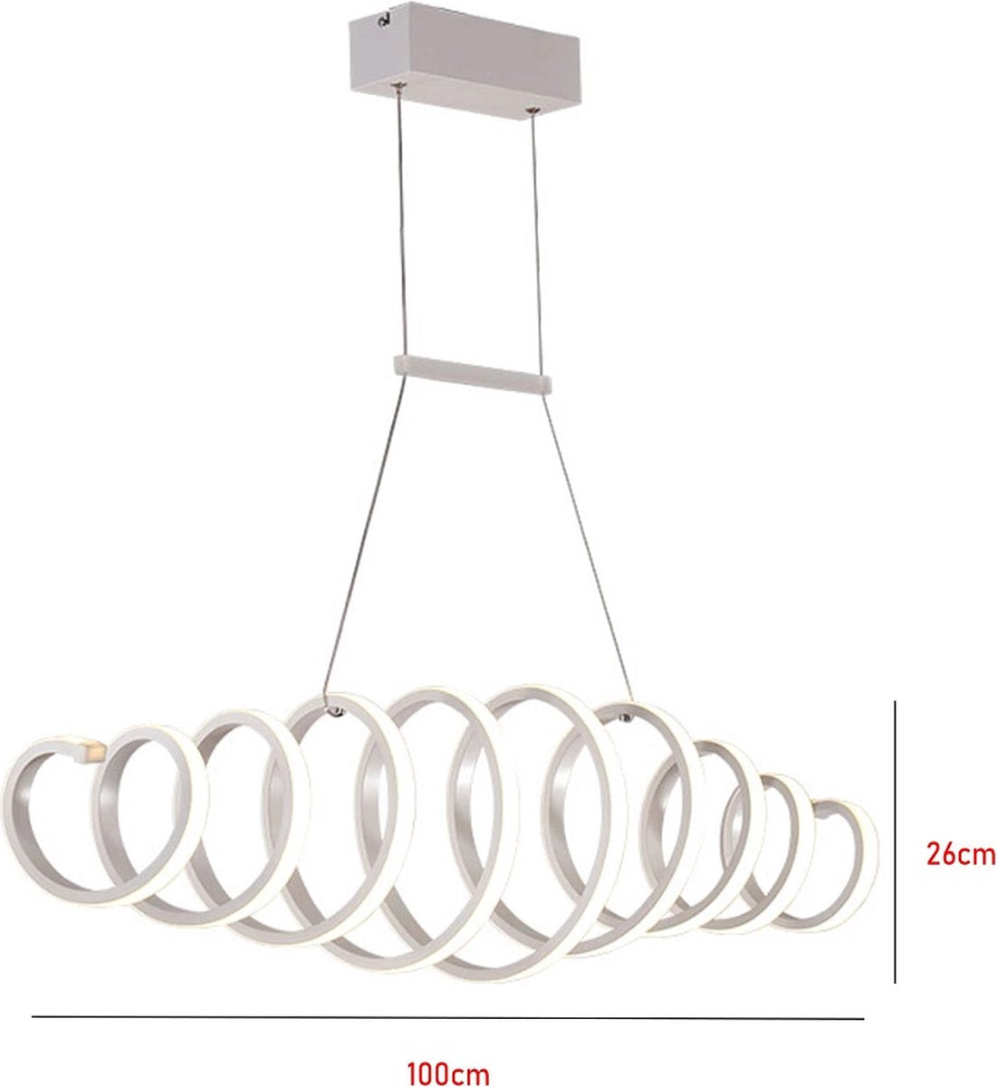 Hanglamp - Kroonluchter - Wit - Woonkamerlamp - 100 cm - Moderne Hanglamp - Eetkamer Lamp