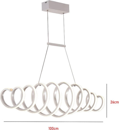 Hanglamp - Kroonluchter - Wit - Woonkamerlamp - 100 cm - Moderne Hanglamp - Eetkamer Lamp