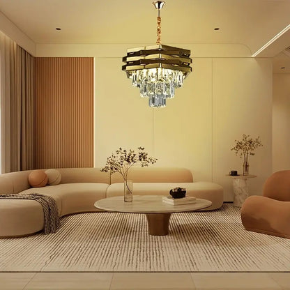 Kristallen Kroonluchter - Crystal Chandelier - Goud - Hanglamp - Woonkamerlamp - Moderne lamp - Plafonniere