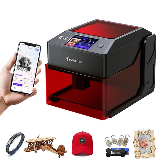Laser Graveermachine Pixi 5W - 3.5 Inch Touchscreen - Laser Cutter - Laserprinter All In One - Graveren - Display - Zwart/Rood - Laser Snijmachine - Bedienbaar Met APP