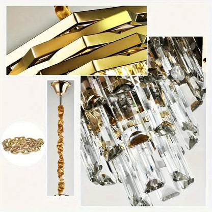 Kristallen Kroonluchter - Crystal Chandelier - Goud - Hanglamp - Woonkamerlamp - Moderne lamp - Plafonniere