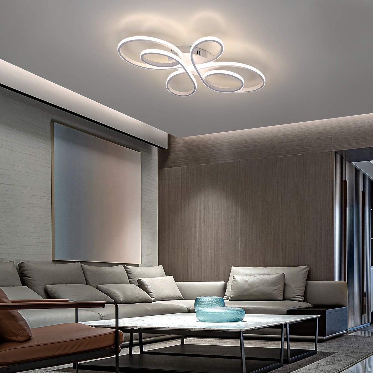 Moderne Plafondlamp - Luxe LED Kroonluchter - Dimbaar - Vlindervorm - 100 cm - Woonkamerlamp - Wit - Plafoniere - 90W