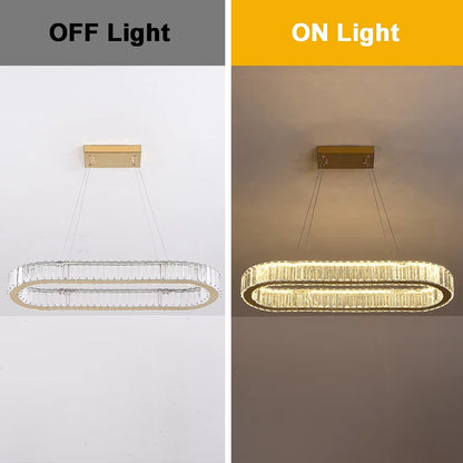 Kristallen Kroonluchter - Crystal Led Hanglamp - Woonkamerlamp - 70cm - Met Afstandsbediening - Moderne lamp - Hanglamp - Goud