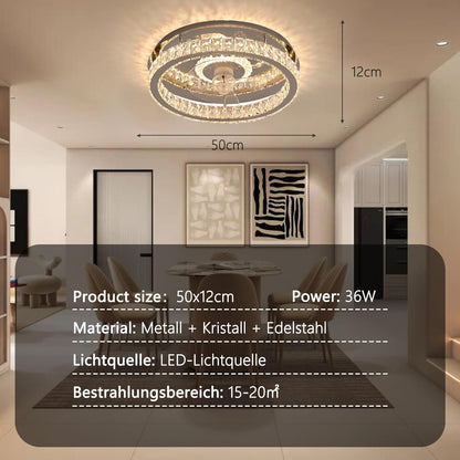 Ventilator Lamp - Plafondventilator - Chroom - Smart Lamp - Dimbaar - 6 Standen - Crystal Ventilator - Keuken Lamp - Woonkamerlamp - Moderne lamp