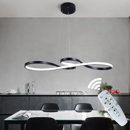LuxiLamps - Pendant Lamp - Chandelier - Black - Living Room Lamp - Dimmable With Remote Control - Modern Lamp - Dining Room Lamp - LED Ceiling Lamp - Ceiling Light