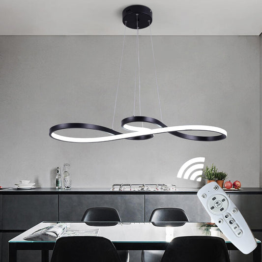 LuxiLamps - Pendant Lamp - Chandelier - Black - Living Room Lamp - Dimmable With Remote Control - Modern Lamp - Dining Room Lamp - LED Ceiling Lamp - Ceiling Light