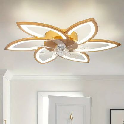 LuxiLamps - 6 Sterren Plafondlamp Met Ventilator - Goud - Met Afstandsbediening - Smart lamp - Dimbaar Met App - 6 Standen Ventilator - Woonkamerlamp - Moderne lamp - Plafoniere