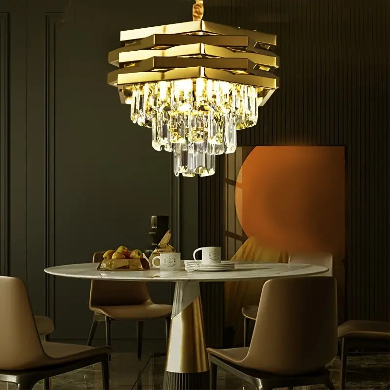 Kristallen Kroonluchter - Crystal Chandelier - Goud - Hanglamp - Woonkamerlamp - Moderne lamp - Plafonniere