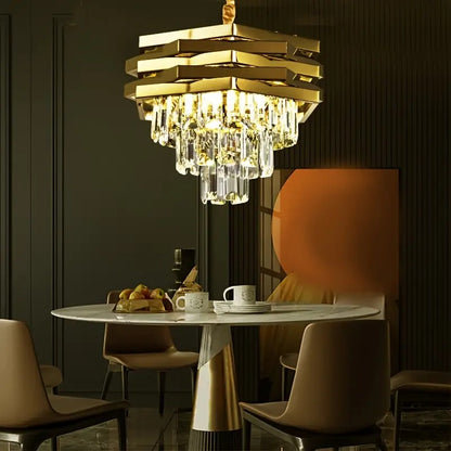 Kristallen Kroonluchter - Crystal Chandelier - Goud - Hanglamp - Woonkamerlamp - Moderne lamp - Plafonniere