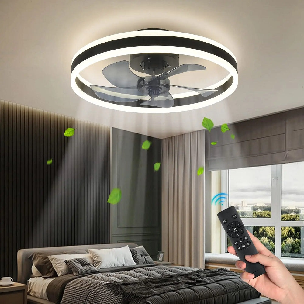 LuxiLamps - Fan Lamp - Smart Lamp - 6 Modes - Dimmable - Black - Chandelier Fan - Chandelier Fan - Living Room Lamp - Fan Lamps