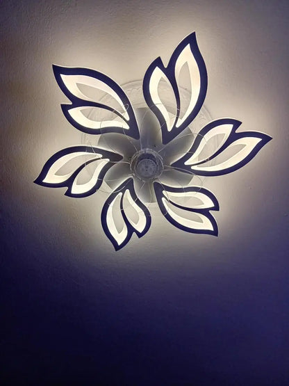 LuxiLamps - 5 Head Flower Fan - Ceiling Fan - Black - Dimmable - 6 Speed ​​Fan - Kitchen Lamp - Living Room Lamp - Modern Fan Lamp
