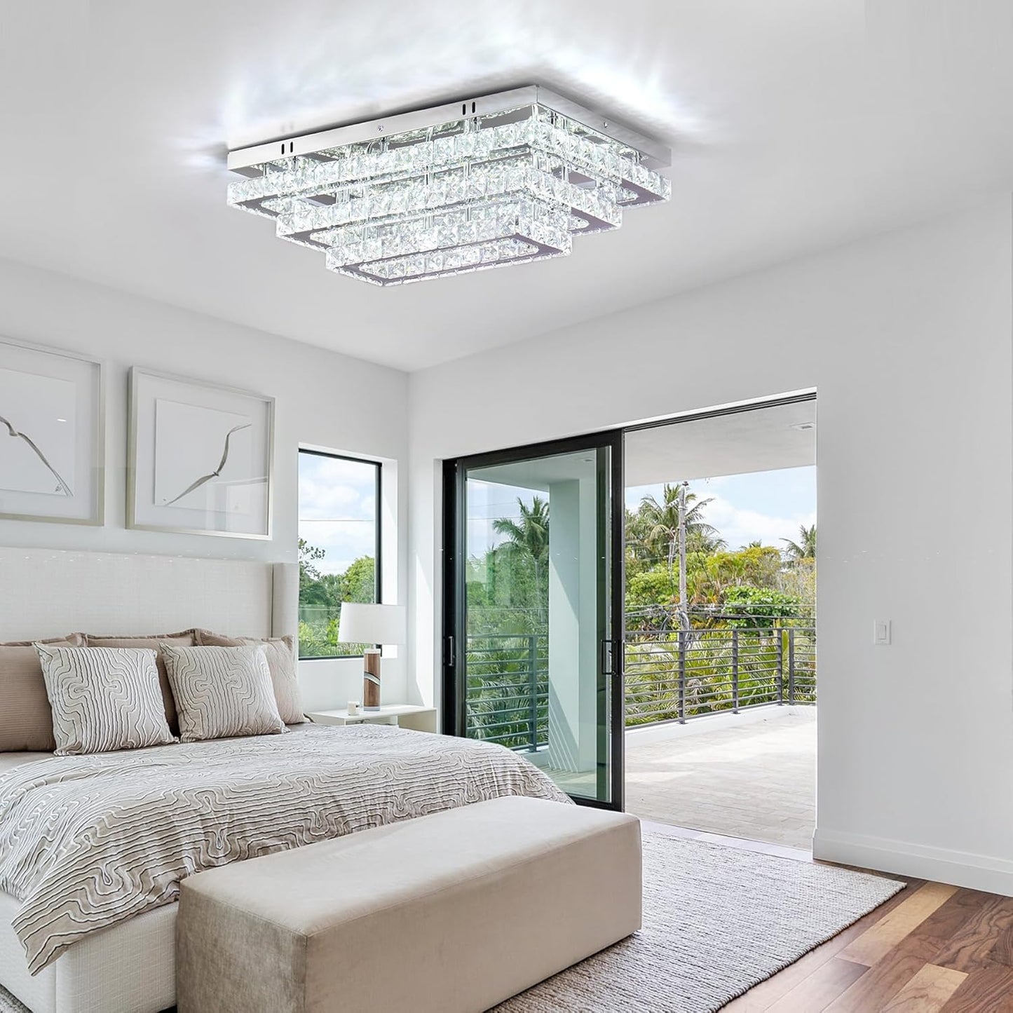 Kristallen Kroonluchter - Crystal LED Plafondlamp - Woonkamerlamp - 50 cm - Met Afstandsbediening - Moderne lamp - 3 Lagen