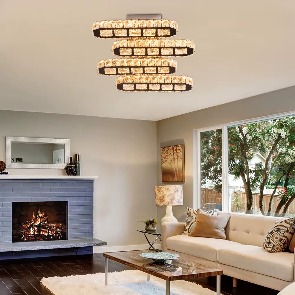 4 Koppen Kroonluchter - Kristallen LED Lamp - Luxe Woonkamerlamp - 3 Kleuren - Moderne lamp - Plafondlamp - Plafoniere - 37 cm