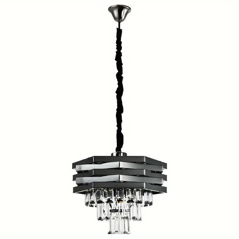 Kristallen Kroonluchter - Crystal Chandelier - Zwart - Hanglamp - Woonkamerlamp - Moderne lamp - Plafonniere