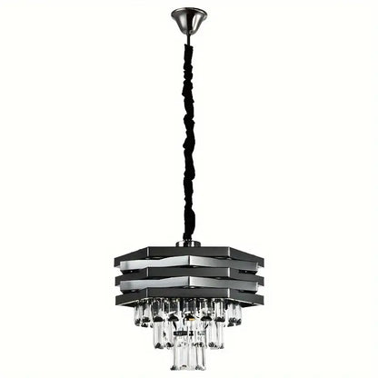 Kristallen Kroonluchter - Crystal Chandelier - Zwart - Hanglamp - Woonkamerlamp - Moderne lamp - Plafonniere