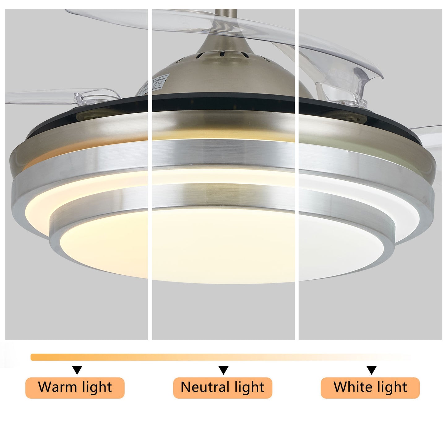 Ventilator Lamp - Plafondventilator - Hanglamp Ventilator - 97 cm - Chroom - Dimbaar - 3 Standen - Afstandsbediening - Woonkamerlamp - Moderne lamp