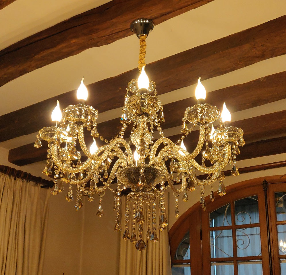 LuxiLamps - Crystal Chandelier - 10 Arm Kristallen Kroonluchter - Hanglamp - Woonkamerlamp - Moderne lamp - Plafonniere