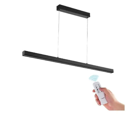 LuxiLamps - Lineaire Hanglamp - 120 cm - Zwart - Dimbaar Met Afstandsbediening - Boven De Eettafel - LED Kroonluchter - 20W