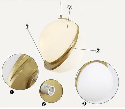 LuxiLamps - Bubble Ball Hanglamp - LED Kroonluchter - Decor Hanglamp - Wit/Goud - 15 cm - Led Hanglamp