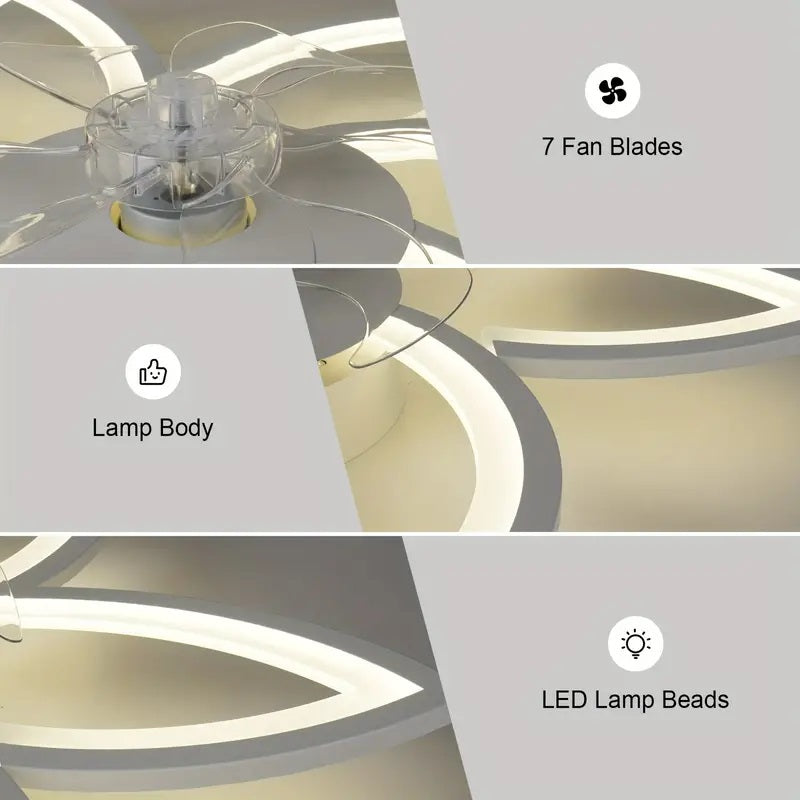 LuxiLamps - 6 Sterren Plafondlamp Met Ventilator - Wit - Met Afstandsbediening - Smart lamp - Dimbaar Met App - 6 Standen Ventilator - Woonkamerlamp - Moderne lamp - Plafoniere