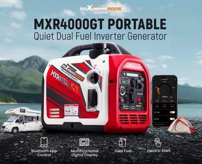 Inverter Generator 3500W - Benzine en LPG/Propaan - Dual Fuel - 3200W - 230V - Stille 4-Takt Generator met Elektrische Start, App-bediening en USB - Voor Camping, Camper en Noodstroom