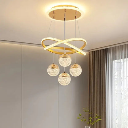 LuxiLamps - 4 Balls Hanging Lamp - Chandelier Living Room - Gold - Modern Lamp - 40 cm - Hanging Lamp