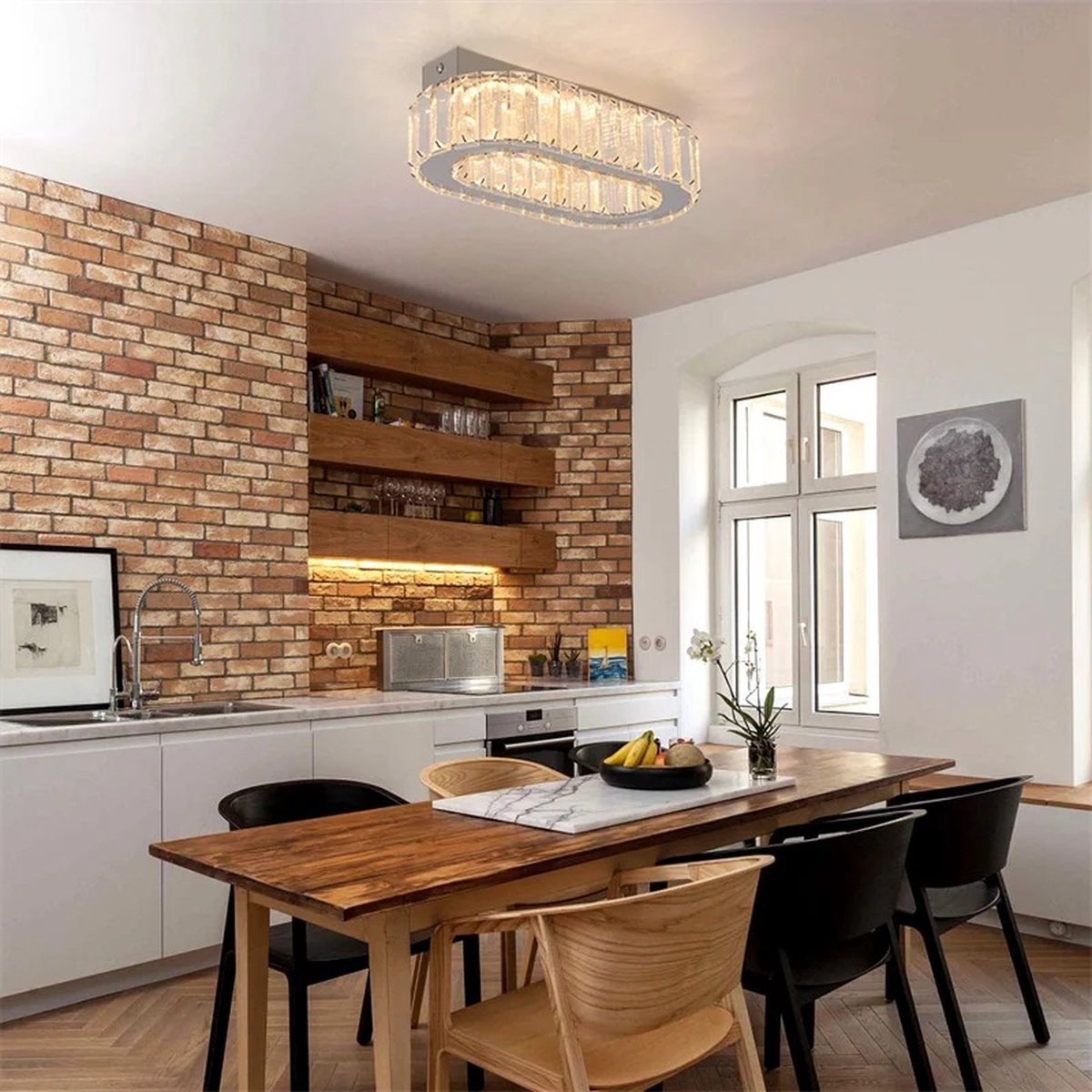 Ring Plafondlamp - K9 Kristallen Led Lamp - Woonkamerlamp - Warm Wit - Moderne lamp - LED Plafondlamp - Plafonniere