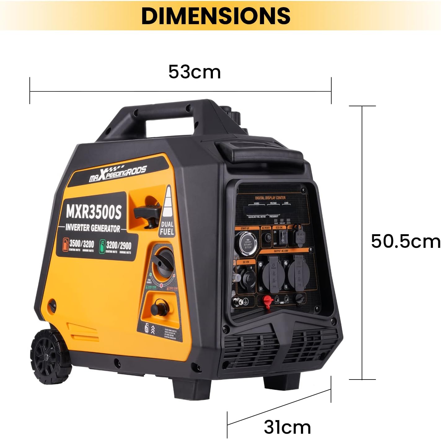 Draagbare Dual-Fuel Omvormergenerator – 3200 Benzine & LPG – 4 Takt - Camping - Stille Generator met USB en AC-uitgangen voor Kamperen - Noodgevallen - Outdoor Gebruik